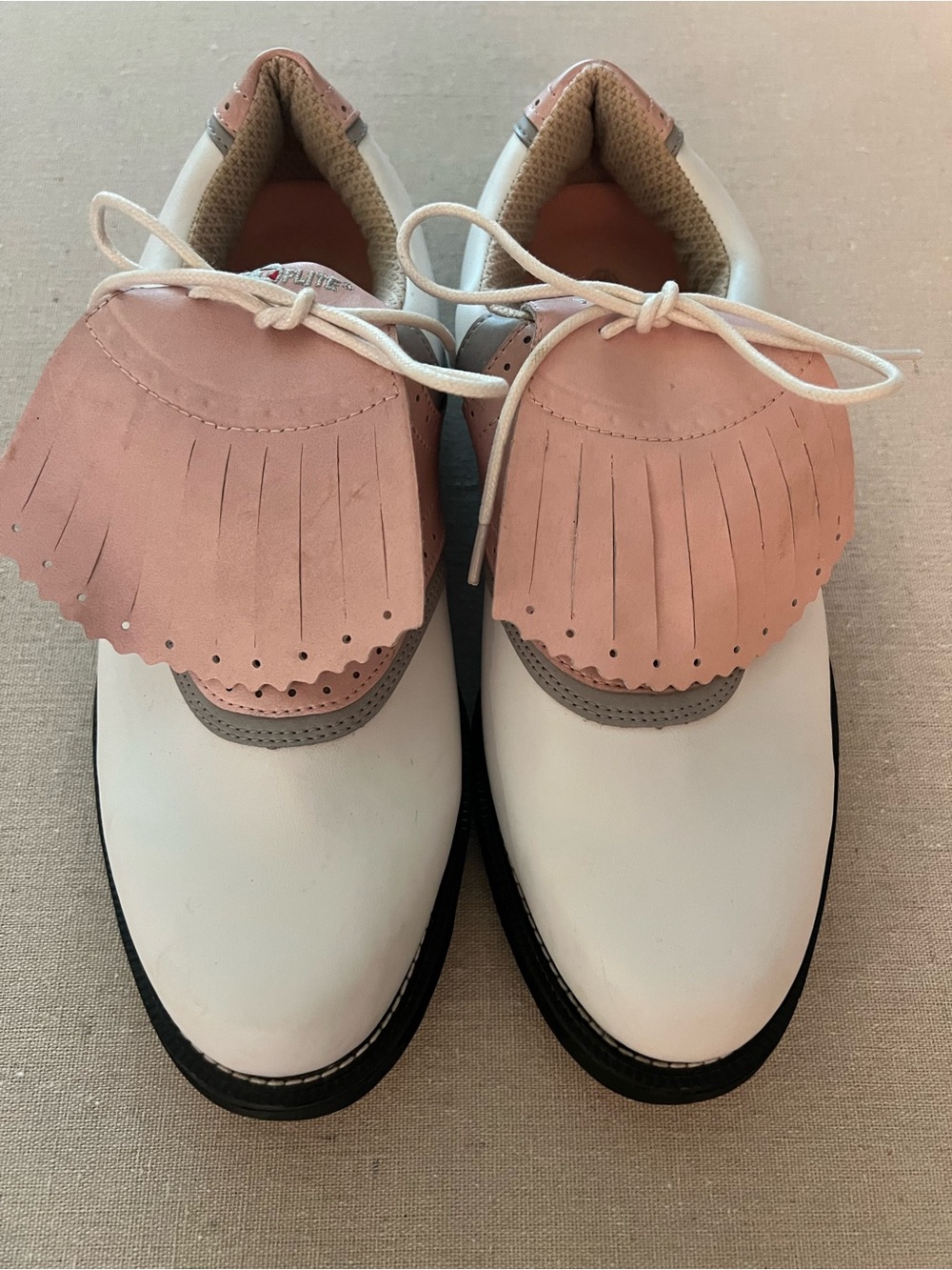 NWOT Topflite Women’s White and Blush Fringe Lace-Up Golf Shoes